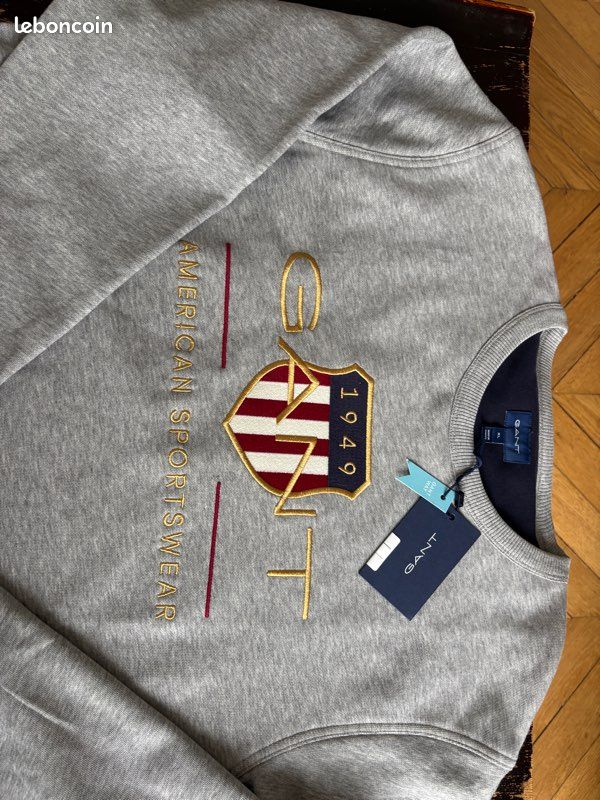 Pull Homme GANT Sans Manches Col V En Coton - Taille M (étiquette L) - Noir