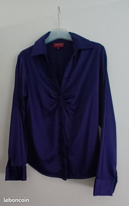 Chemise manches longues violet foncé La City (image 1)