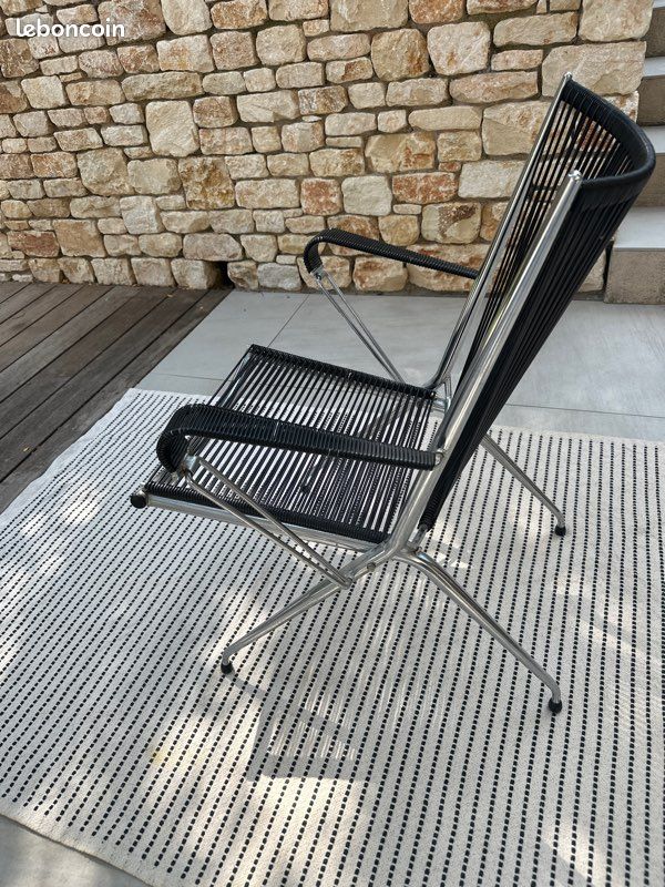Fauteuil année 50 scoubidou André Monpoix Noir (image 2)