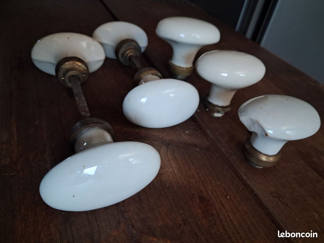 Lot de poignées de porte ovale porcelaine (image 2)