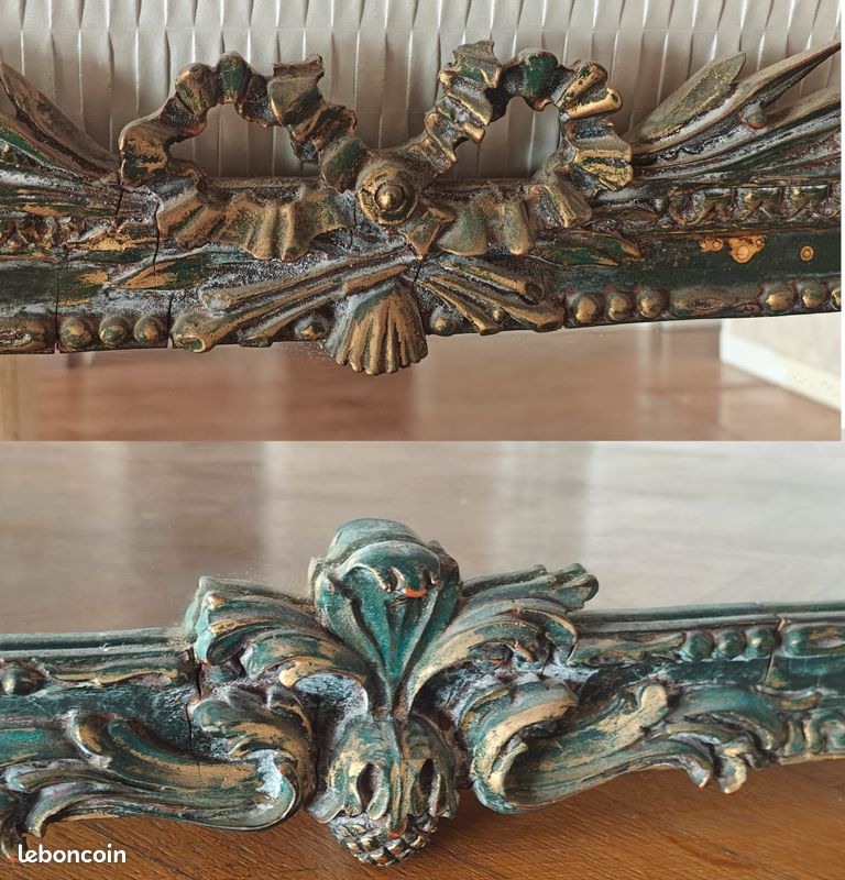 Grand miroir Louis XV en bois doré, époque XIXe