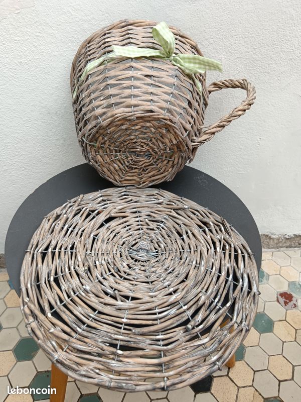 Porte plantes en osier déco tasse (image 4)
