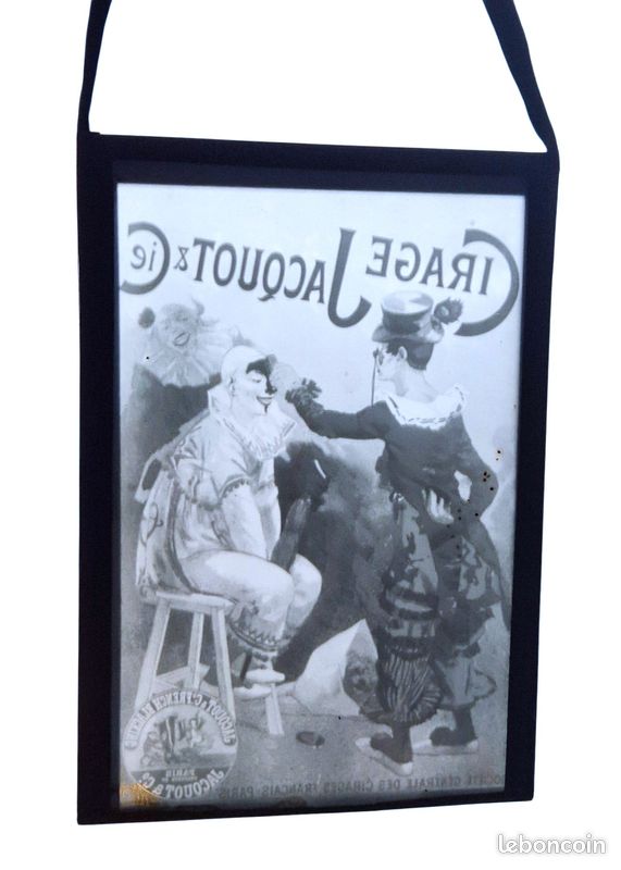 Rare Plaque de projection publicitaire verre réclame ancienne Cirage Jacquot Clowns Cirque c.1900 (image 10)