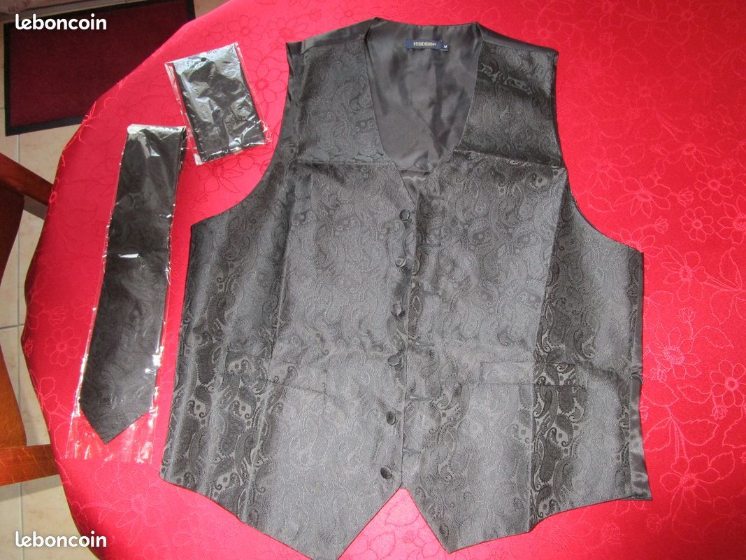 NEUF Petit gilet habillé + cravate + pochette Taille L (image 1)