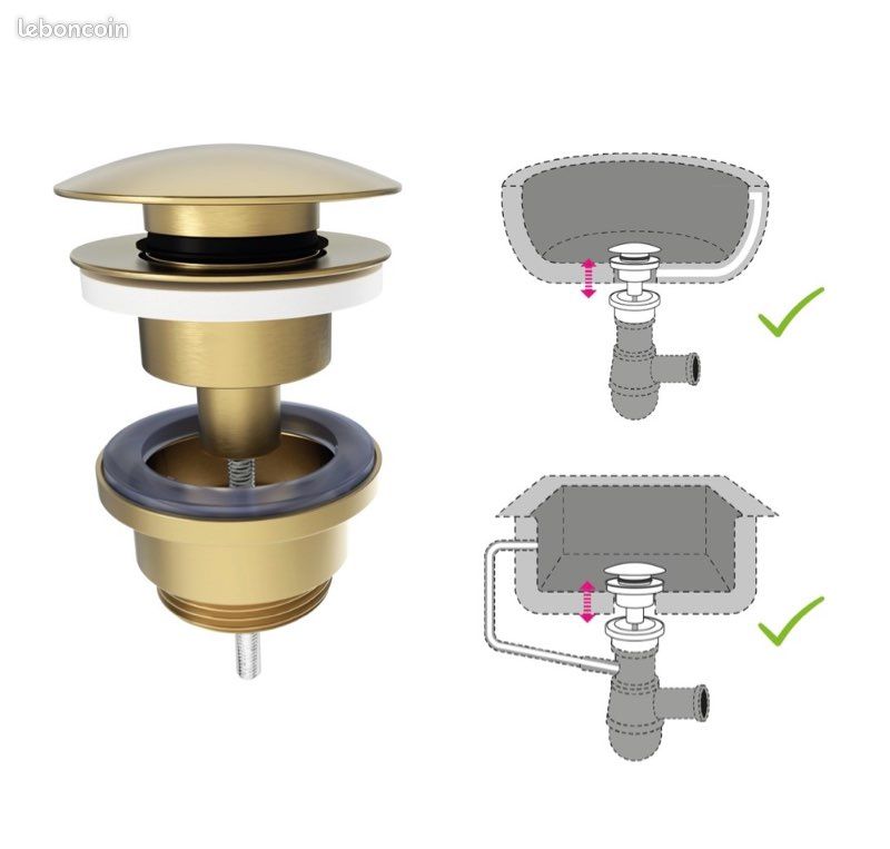 Bonde lavabo clic clac dorée (image 1)