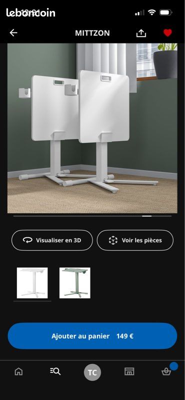 Mittzon ikea bureau assis debout blanc table ordinateur roulettes (image 10)