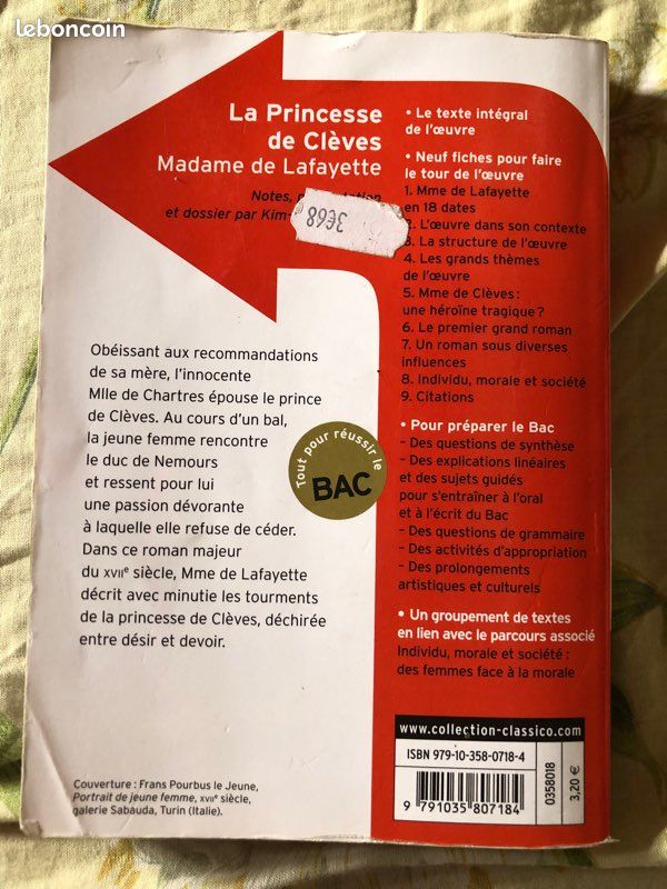 Livre de poche La Princesse de CLÈVES de Madame de Lafayette (image 2)
