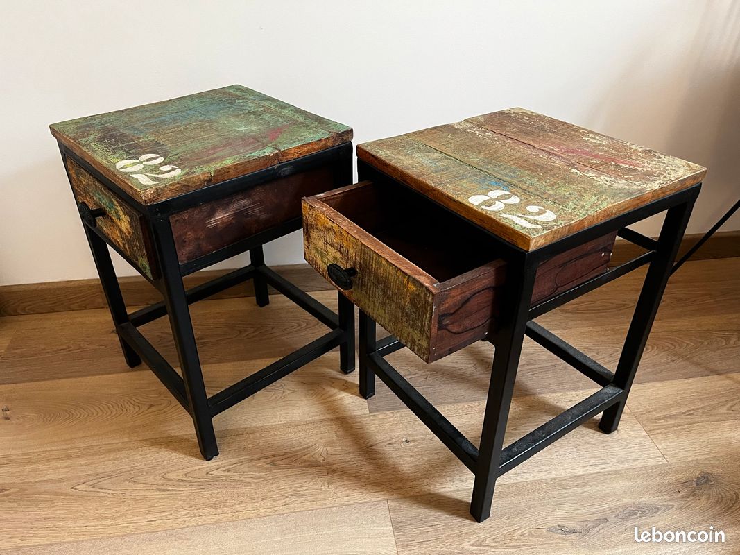 Tables de nuits style industriel en coque de bateau (image 3)