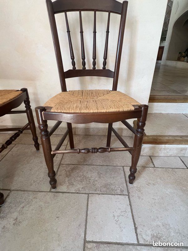 Chaises bois et paille (image 2)