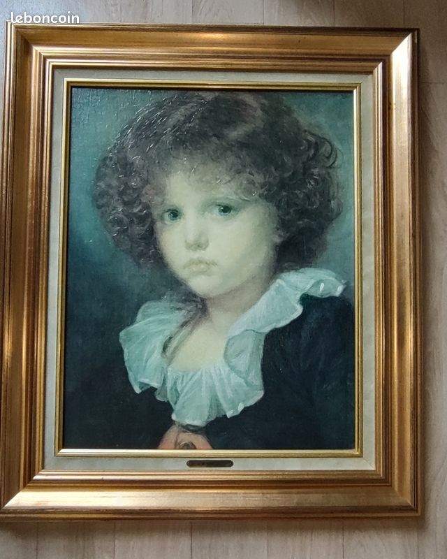 Tableau peinture huile toile jean baptiste Greuze enfant au gilet