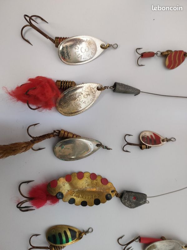 Lot de 12 cuillères de pêche en étal pour truite - Leurres colorés