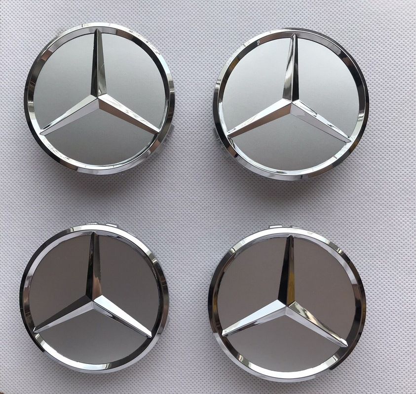 4 Cache Moyeu 75mm Gris Mat Pour Mercedes Logo Emblème Jante Centre De Roue  - Équipement auto