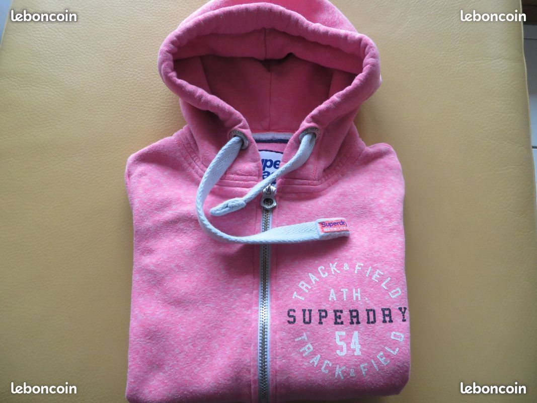 Superdry Sweat à capuche La Graphic pour femme, Somon Rose chiné, 2