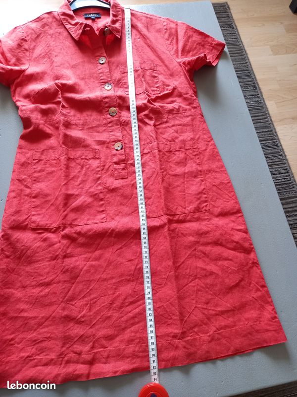 ROBE 100% lin CAROLL coloris orangé Vêtements
