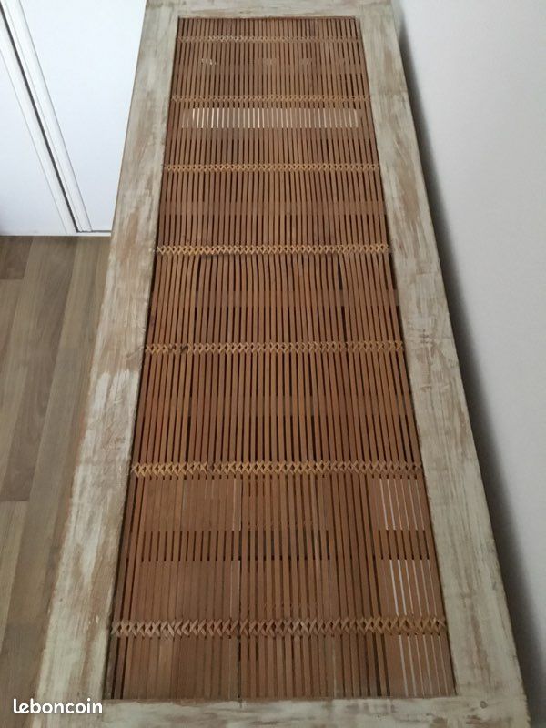Meuble console style colonial en bois exotique et bambou (image 4)