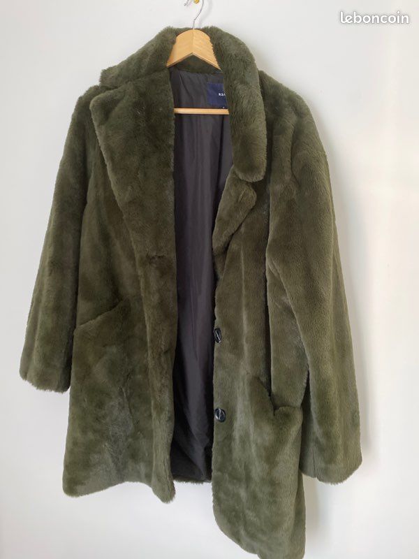 Manteau fausse fourrure kaki (image 1)