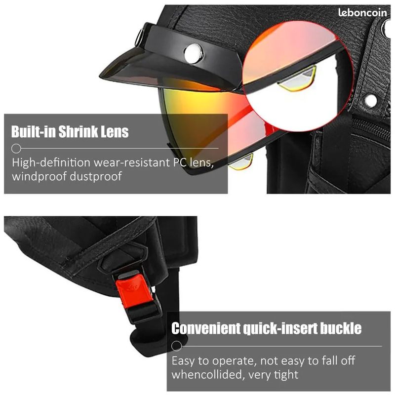 Casque Moto Vintage 3/4 - Léger, Respirant, Approuvé DOT/ECE - Taille M à 2XL