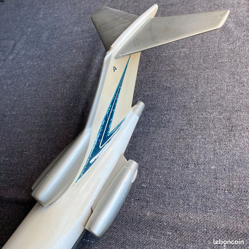 Ancien Jouet MONT-BLANC BOING 727 AIR FRANCE En Tôle - L 52 Cm, Envergure 42 Cm
