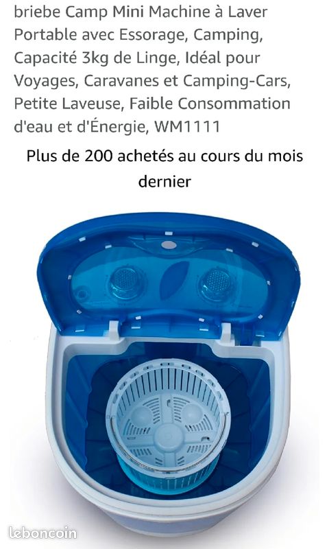 Mini Machine à Laver Portable Briebe Camp - Capacité 3kg Avec Essorage - Parfaite Pour Camping Et Voyages
