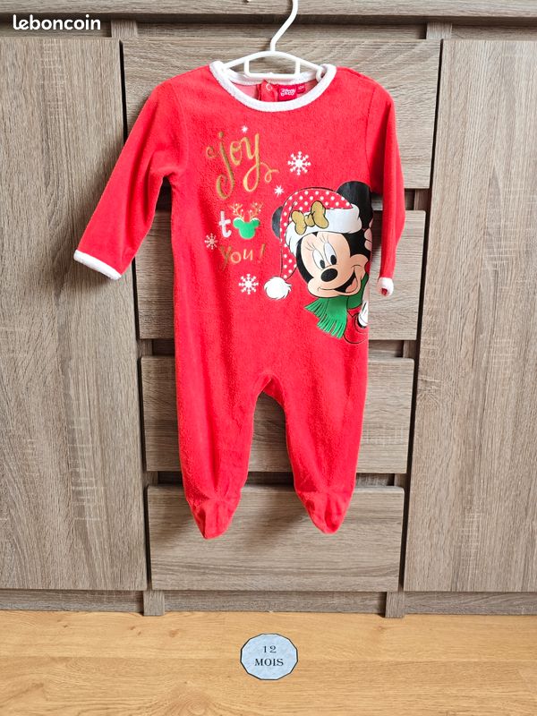 Vêtement Bébé Fille Pyjama Mickey Noël Disney 12 mois