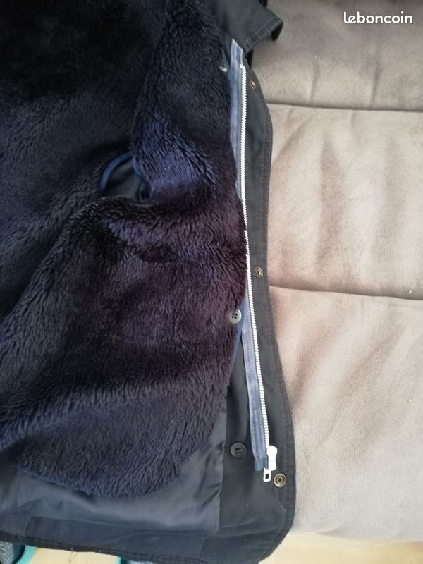 Veste toile bleu marine avec doublure et capuche amovible (image 3)