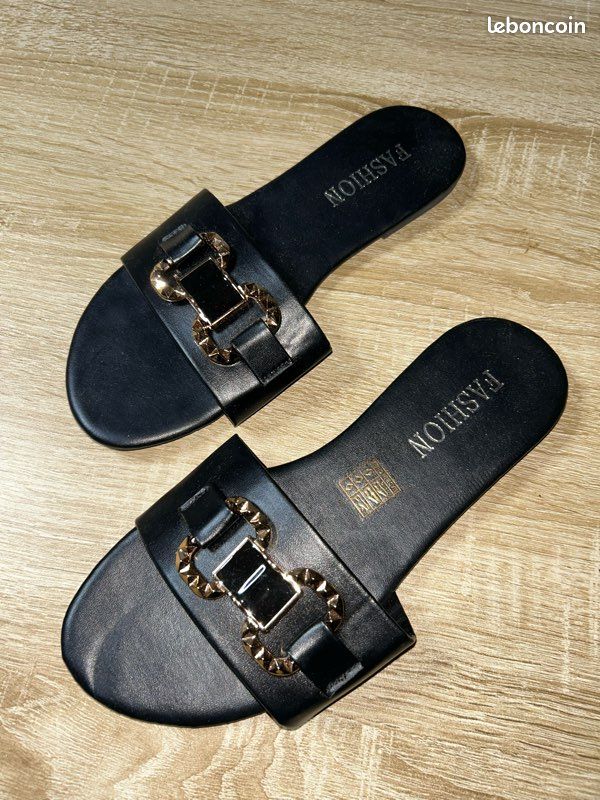 2 paires de claquettes d'été femme noeud beige ou noir p. 37 | Kaufen
