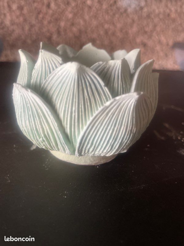 Lot De 4 Bougeoirs Fleur Céramique Blanche – Vintage – Diamètre 11cm