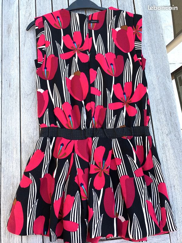 Robe Fille Catimini 18 Mois Mi-saison Fleurie Fuchsia - Occasion Très Bon état, Longueur Genou