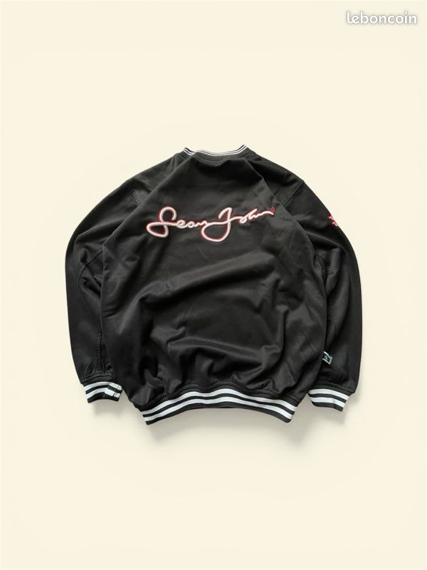 Veste Bomber Sean John Vintage Noire Taille M Broderie Signature Hip-Hop (image 1)