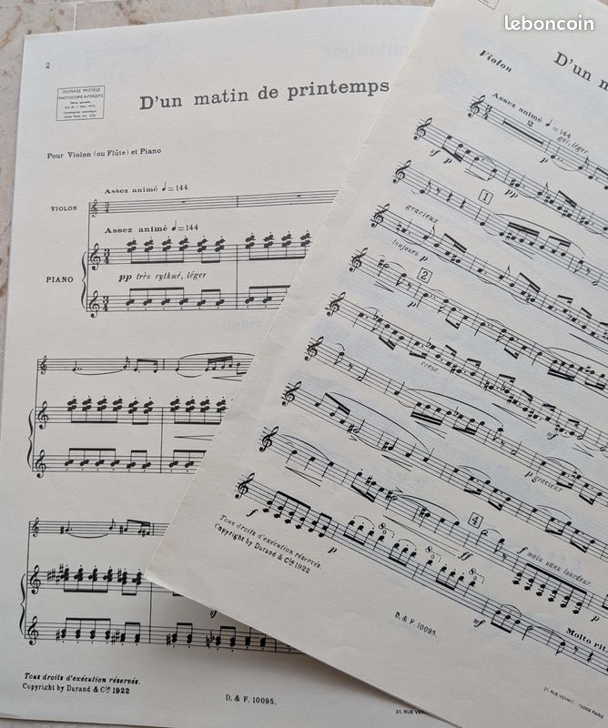 Lili BOULANGER d'un matin de printemps partition pour violon et piano (image 2)