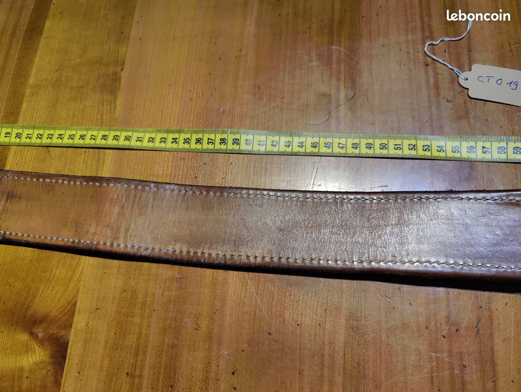 Ceinture US en cuir noir US basketwave 97 cm à 109 cm boucle argent * CT019 LAPD CHP CHIPS FBI NYPD POLICE US CHP44 (image 6)