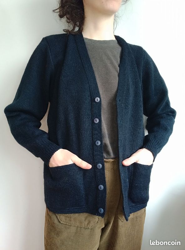 Pull Cardigan Old Navy Femme XS – Bleu Marine, Bordure Contrastante – Neuf Avec étiquette