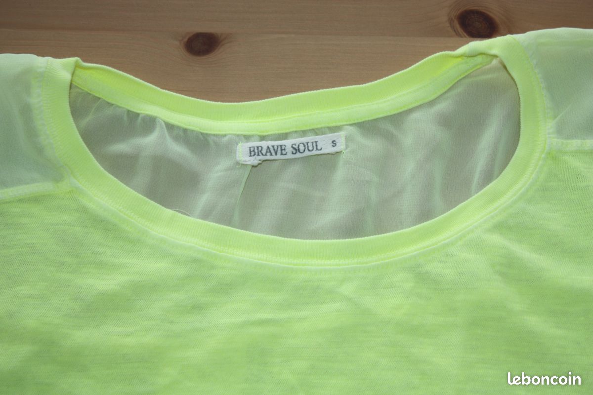Tee-shirt été femme 38 / 40 jaune fluo BRAVE SOUL (image 2)