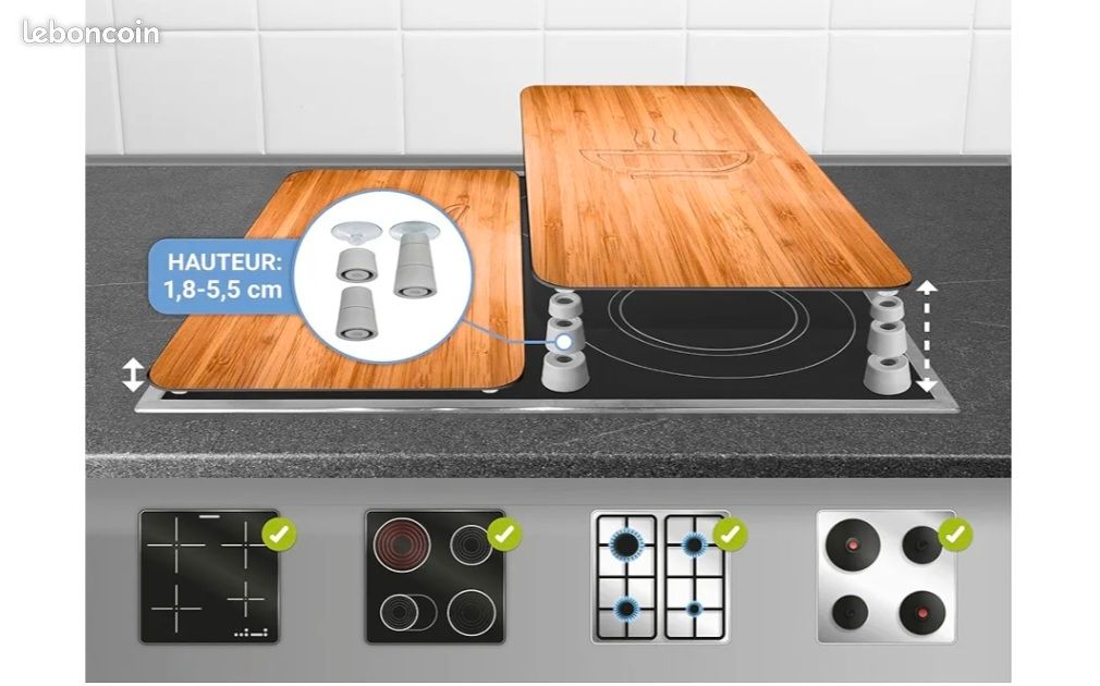 Tmk Artdeko QTA | Plaque De Recouvrement Pour Cuisinière, 60 X 52 Cm, En Verre, Pour Cuisinières électriques, à Induction, Protection Anti- éclaboussures, Planche à Découper, Noire Credence Verre