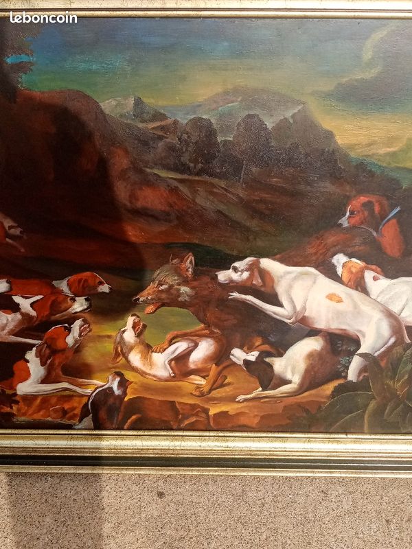 Ancien tableau. Cadre theme de la chasse (image 2)