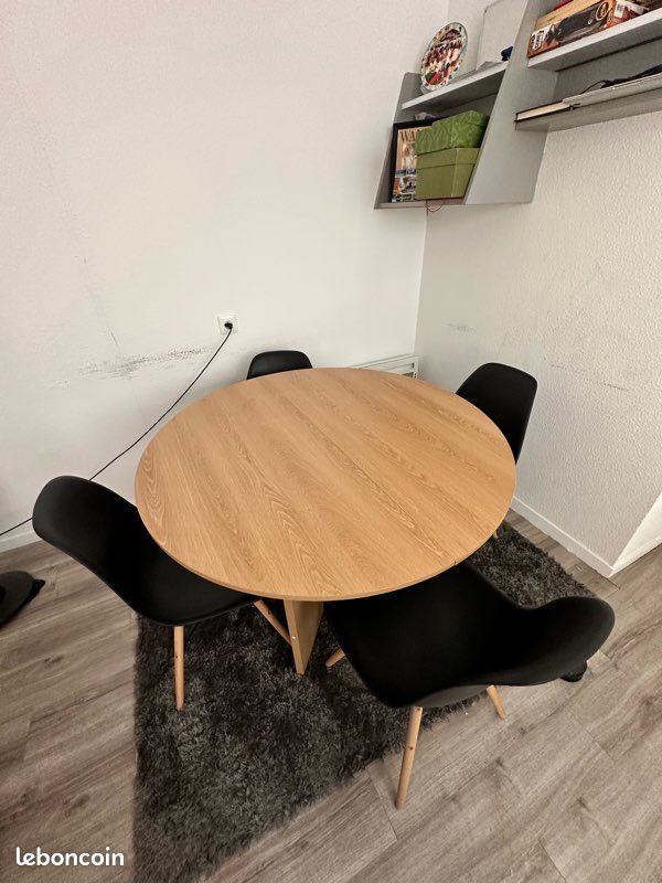 Table a manger ronde en bois extensible (image 7)