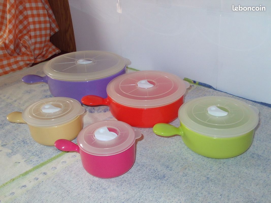 2friends Lot De 4 Vaisselle Ronde Pour Micro-ondes, Avec Couvercle, Valve De Régulation De La Vapeur Et Poignée, En Plastique De Qualité Alimentaire, Passe Au Lave-vaisselle, Fabriquée Dans L'UE