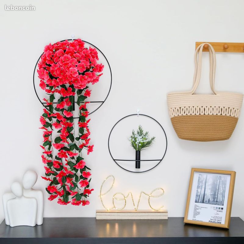 Paquet De 12 Fleurs De Glycine Artificielles, Guirlande De Glycine Rouge, Plantes Artificielles