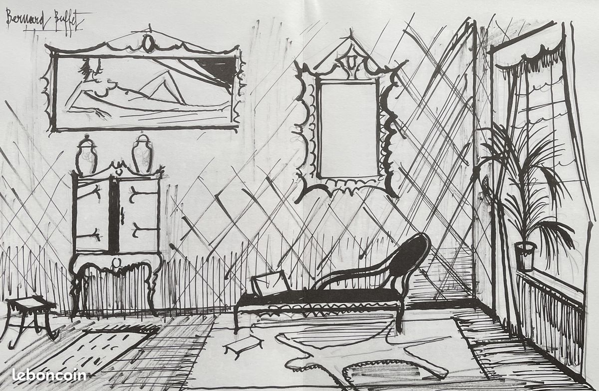 Bernard BUFFET (1928-1999) HORD TEXTE DESSIN INEDIT
