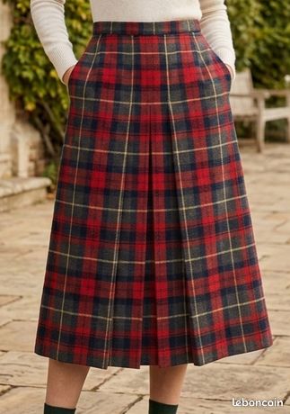 Jupe Pendleton Vintage Mi-longue Plissée Laine Vierge Motif Pied De Poule Taille 14