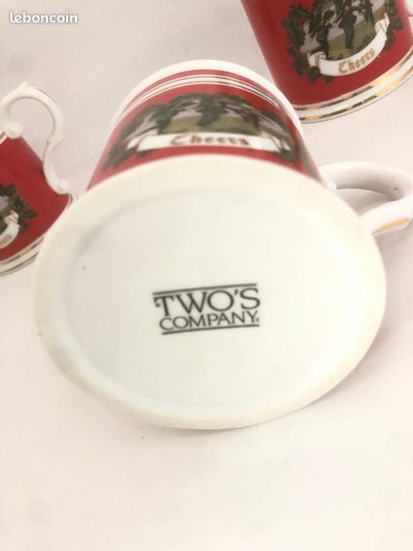 Lot de 3 tasses Mug Two's Company vintage Cheers Noel Nouvel an vacances rouges (image 4)