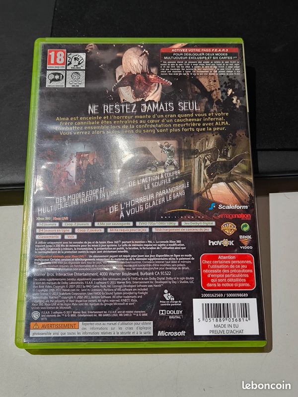 Fear Xbox 360 Jeux vidéo