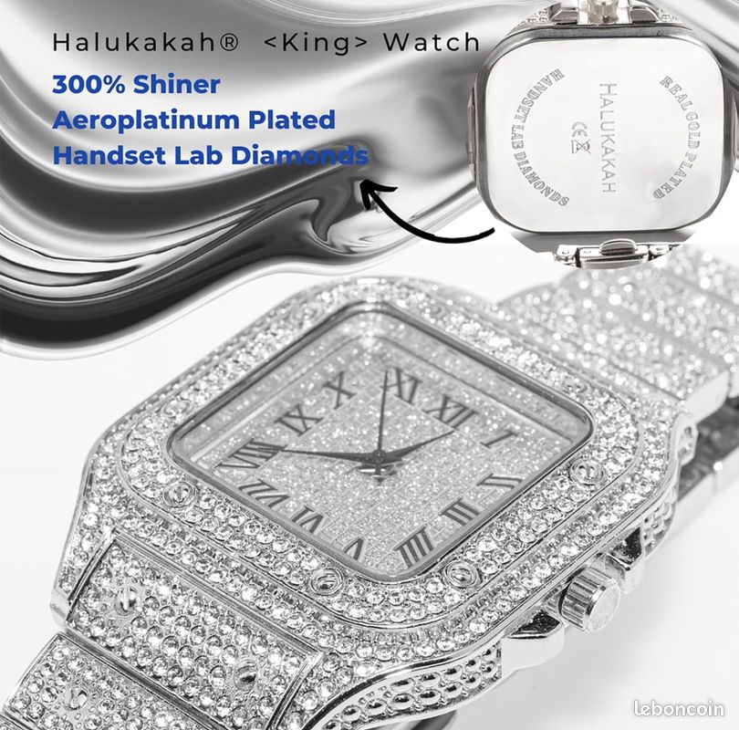 Montre Diamants Montre en Or,Homme Plaqué Or 18K/Or Rose/Rhodium
