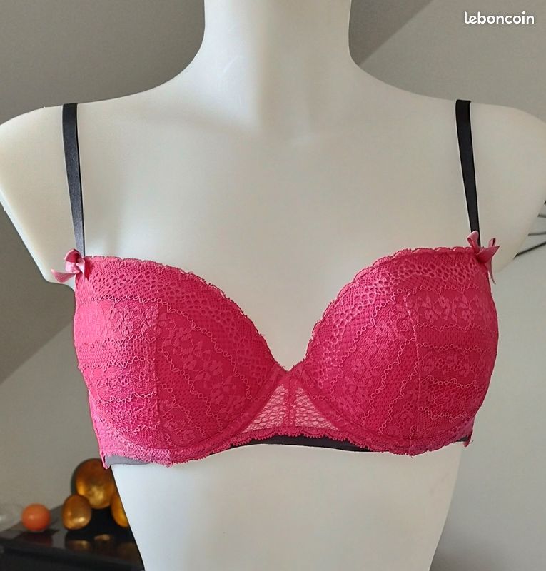 Soutien -gorge rose et noir 90B (image 1)