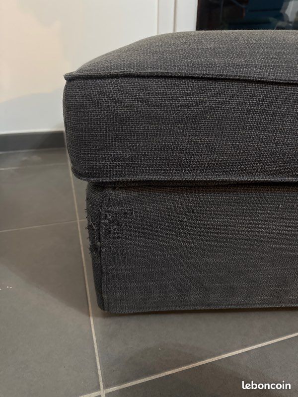 Pouf gris avec coffre de rangement (image 5)