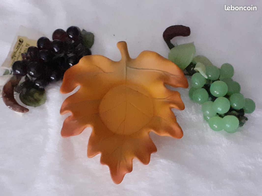 Tour De Cou Vintage Grappe De Raisins - Perles, Pâte De Verre, Métal Doré - Années 1970/80