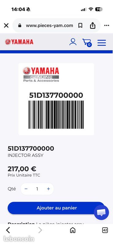 Injecteur d’essence Yamaha origine (image 3)