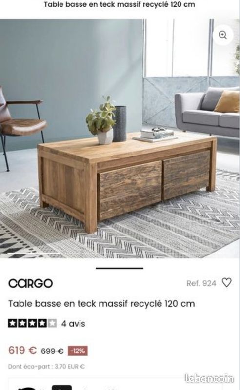 Table basse teck massif AMPM (image 6)