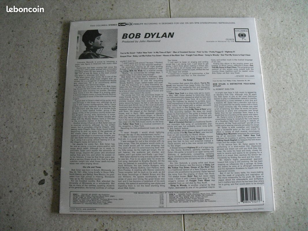 Vinyle BOB DYLAN "BOB DYLAN" 1ER ALBUM NEUF (image 2)