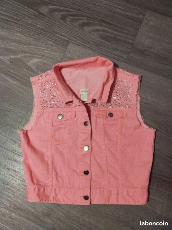 Veste en jean rose sans manches H et M 12-14 ans Vêtements